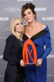 Judith Light Caitlyn Jenner pose backstage with her award at the 2 - Old Photo