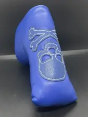 Skull Crossbones Blue Magnetic Golf Blade Putter Head Cover Brand New