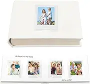 [Veicevol] Photo Album with Writing Space for Fujifilm Instax Mini 12 11 9 40 90 8 7 Evo Liplay Instant Camera, 64 Pockets Photo Album for Polaroid, Leather Cover Handmade Paper 2x3 Photo Album (White)