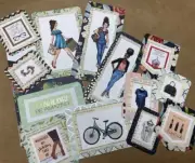 12 Assorted 'Girly Girl' Journal Cards/Tags, Ephemera Junk Journal Scrapbooking