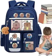 [Vibhgtf] Carpincho Carpincho Cartoon Animal Print Backpack Large Capacity Backpack, Carpincho School Backpack, Waterproof School Supplies Bag for Books and Stationery