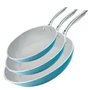 Gotham Steel Aqua Blue 3 Pack Nonstick Ceramic Frying Pan Set 8”,10” & 12”