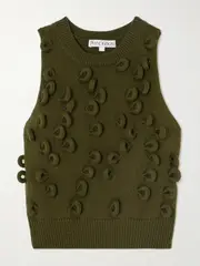 [JW Anderson] JW Anderson - Cropped Loop-detailed Knitted Cotton-blend Tank - Green - x small x small Green
