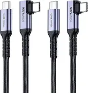 3m USB C 3.1 Data Cable 2 Packs, SUMPK Right Angle 100W Gen 2 Fast Charging 10Gbps High Speed Transfer Cable, 4k 60hz Video Output PD Cord for Monitor Display, Thunderbolt 3