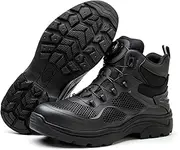 USOR Safety Boot Safety Trainers Steel Toe Cap Shoes for Men Women Rotating Automatic Buckle Shoes Laces Safety Shoes Mens Steel Cap Work Boot Lightweight Breathable Comfortable