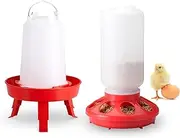 HopeNest Chicken Feeder and Waterer Kit - 1L Chicken Feeder & 1.5L Chicken Waterer - Hanging Feeder Waterer Set for Chickens, Ducks, and Quail - Perfect Chicken Starter Kit for Poultry Care