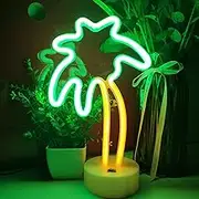JYWJ Neon Signs with Holder Base,USB or 3-AA Battery Powered Neon Light,LED Desktop Wall Decoration,Various Parties,Decoration of Business Premises(Coconut Palm Tree)