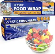 Reli. Plastic Wrap for Food (12" x 800 SQ. FT.) With Slide Cutter | Clear, Kitchen Use | Food Service Cling Wrap | Microwave Safe