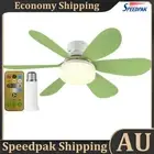 Ceiling Fan LED Lamp E27 Socket Fan Light Remote 42cm (Green Crystal Shell) AU