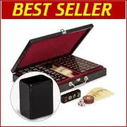 Traditional Chinese Mahjong Set: 148 Scratch-Resistant Tiles with Wooden Case
