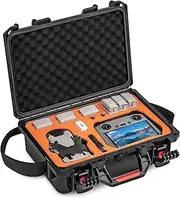 Mini 4 Pro Waterproof Hard Case - Secure Carrying Bag for DJI Mini 4 Pro Fly More Combo Drone Accessories - Sturdy and Water-Resistant Storage for DJI RC 2/RC-N2, Black + Orange, Mini4pro-03
