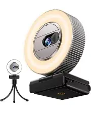 2021 CASECUBE 2K 1080p HD Webcam with Microphone and Ring Light, With Stand