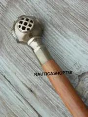 Antique Brass Handle Victorian Diving Look Wooden Walking Cane 3 Fold Stick