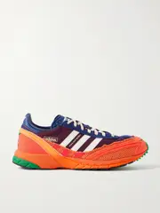 [adidas Originals] adidas Originals - + Bad Bunny Adizero Sl 72 Suede And Mesh-trimmed Shell And Leather Sneakers - Orange - UK 4 UK 4 Orange