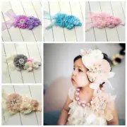 toddler girl headband girls pearl flower lace accessories floral birthday gift