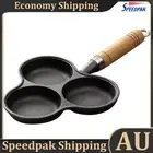 3 Hole Cast Iron Omelet Pan Non-Stick Cake Maker Frying Pan Egg Burger Ham Pan A