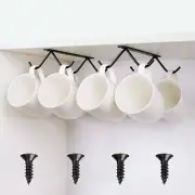 Cabinet Hook Mug Holder - Hanging Coffee Cup Rack for Kitchen, Under Black