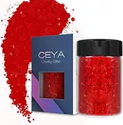 Ceya Chunky Glitter, 4.9oz/ 140g Nadia Red Craft Glitter Powder Mixed Fine Flakes Iridescent Nail Sequins for Roses Nail Art, Hair, Epoxy Resin, Tumblers, Slime, Painting, Festival Decor