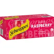 Schweppes Traditional Raspberry Soft Drink Cans Multipack 375mL x 10 pack