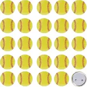 [LIGHUFEIC] 24 Pcs Softball Buttons Pins-1inch Round Little Hat Pin,Softball Gifts for Team,Personalizable Hat and Bag Accessories for Players and Fans, tinplate, no gemstone