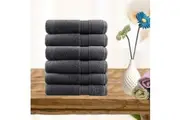 Softouch Ultra Light Quick Dry Premium Cotton 6 Piece Charcoal Face Washer Pack
