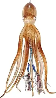 POENVFPO Octopus Jig, Wear Proof Fishing Lures with Big Eyes Lifelike Squid Lures with 10 Ink Tablets for Saltwater Fishing