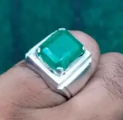 Natural Zambian Emerald Cut Stone Original Rare Emerald Ring Sterling Silver 925
