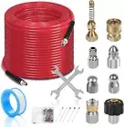 50FT Sewer Jetter Kit for Pressure Washer 1/4''NPT Drain Cleaner Hose 5800PSI US