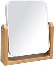 YEAKE Vanity Makeup Mirror with Natural Bamboo Stand, 8 Inch 1X/3X Magnification Double Sided 360 Degree Swivel Mirror