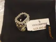 Alex and Ani Black Emerald Crystal Cocktail Ring Size 7 NWT Pouch