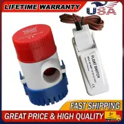12V Electric Marine Bilge Pump & Automatic Boat Pump Float Switch Marine 1100GPH