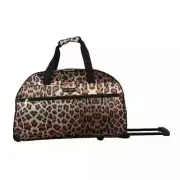 Betsey Johnson Leopard 22" Rolling Duffle Luggage Weekender Bag Cool Cat NEW