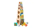 Manhattan Toy Enchanted Forest 12-Piece Wooden Stacking Counting Sorting Toy Blocks with Solid Wood Cutout Shapes