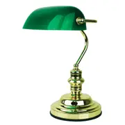 Bankers Polished Brass and Gloss Green Desk Lamp