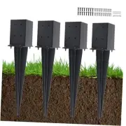 4 Pcs 4"x4" Fence Post Anchor Ground Spike 22"(Internal 3.6"x3.6"), Fence