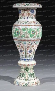 24" Marble Flower Vase, Fine Art Flower Vase Pot Malachite art & collectibles