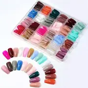 576PCS Coffin Press on Nails Medium Length 24 Solid Color Acrylic Medium Coffin