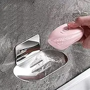 Gmtglla Adhesive Soap Dish, Bath Soap Dish for Shower, 304 Stainless Steel Wall Mounted Bar Soap Holder for Bathroom Kitchen- No Drilling (Chrome)