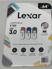 Lexar JumpDrive V100 3x 64GB 3.0 USB Flash Drive Multi-Color PC & Mac Compatible