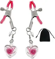 2PCS Adjustable Pressure Breast Clamps Pendant Nipple Adjustable Nipple Clip for Pressure Body Clamps Non Piercing Breast Clip Toy