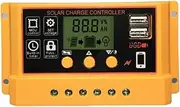 Solar Panel Charge Controller | 30a Double USB 12v/24v Controller LED Display - Pwm Auto Parameter, Multiple Load Modes for Farm, Motorcycle Use