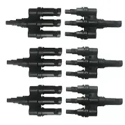 3 Pairs Solar Panel T Branch Connectors Fits MC--4 Cable Coupler Combiner-1 to 3