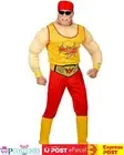 Muscle Top Hogan Wrestler Hulk Wrestling 80s Mens Halloween Costume Outfit