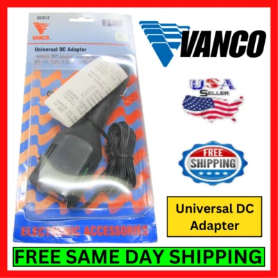 Vanco DC812 DC Adapter For Car/Truck/SUV 800mA Out/3 to 12V 4-Way Plug Black Kit