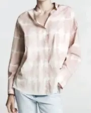 Zara Button Front Long Sleeve Shirt Size Small NWT Dusty Pink Top Tie Dye Blouse