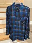 Talbots NWT Woman Plus Size 2X Royal Blue Plaid Twill Tunic Length Shirt Top