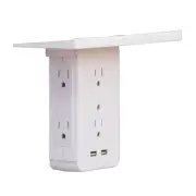 Wall Outlet Extender with 6 Outlets and 2 USB Ports - Socket Shelf Cordless