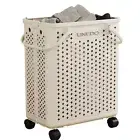 Plastic Laundry Basket with Wheels,Collapsible Laundry Hamper,Dollhouse item ...