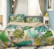 3D Tropical Leaves Geometric Color Quilt Cover Set Bedding Sets Pillowcases 64