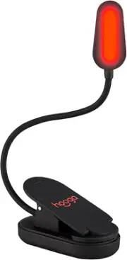 Hooga Red Book Light, Rechargeable Clip on 625Nm LED Light for Reading in Bed